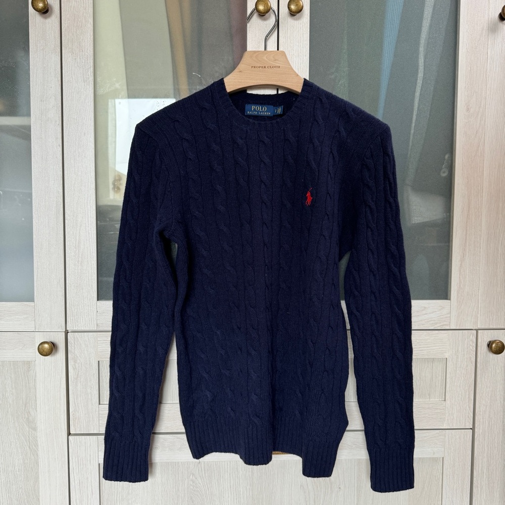 Ralph Lauren Blue Crewneck Cable-Knit Sweater